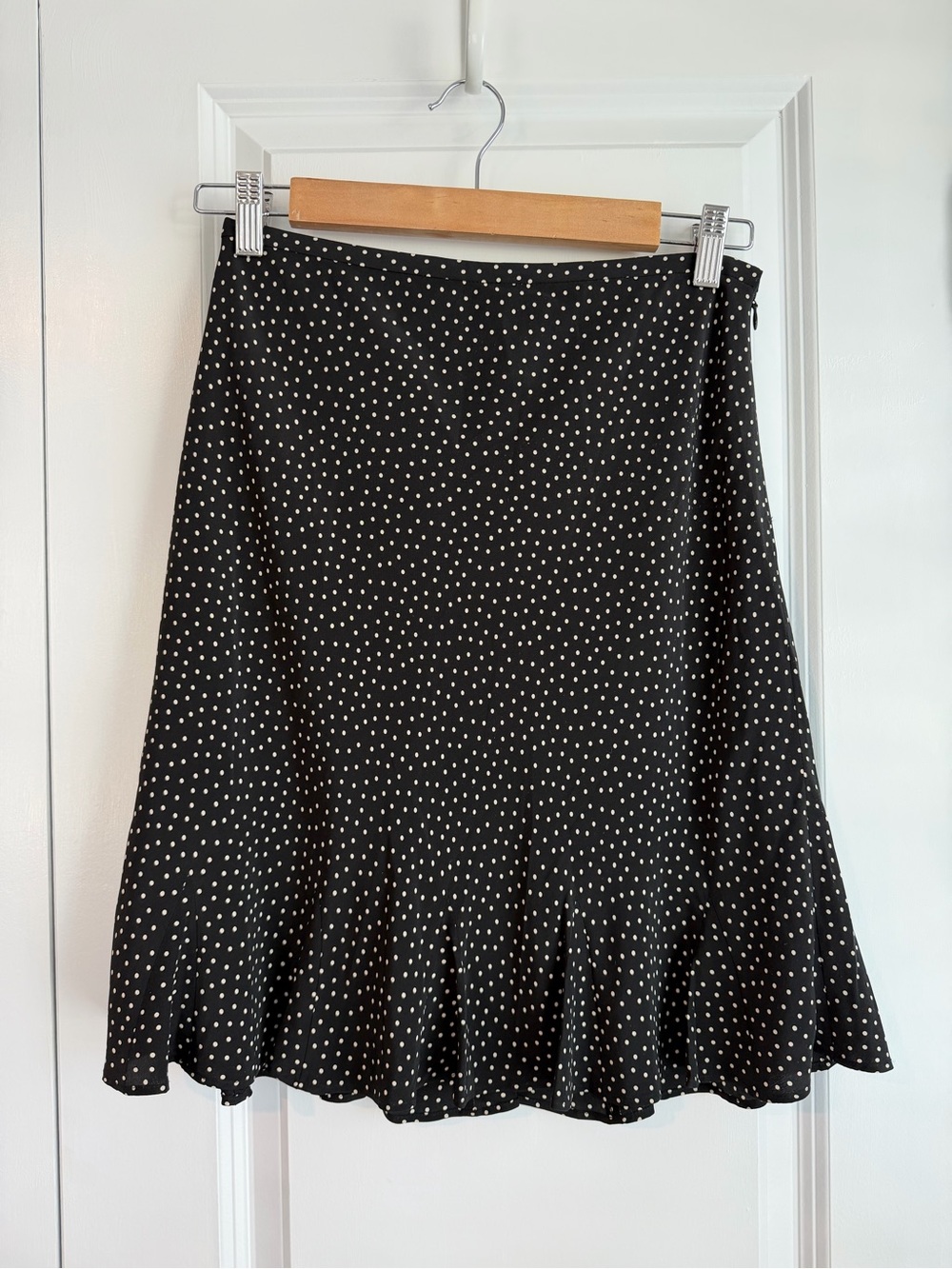 Ann Taylor Loft Petites Women’s Silk Polka Dot Skirt Black White Size 2P